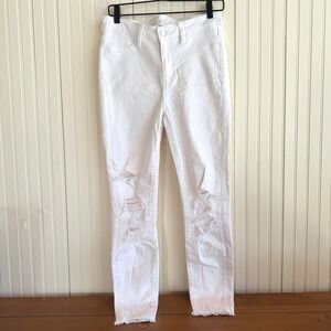 American Eagle White High Waisted Next Level Stretch Distressed Skinny Jeans - 8